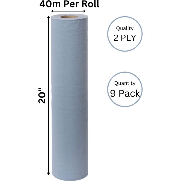 Hygiene Premium Couch Roll 2 Ply BLUE 20''x40m X 9 (460)
