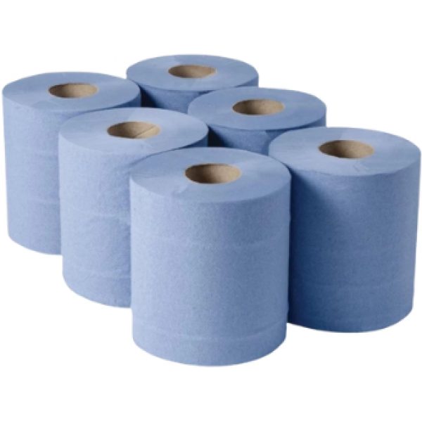 Centrefeed 2 Ply Blue Roll, 100M X 6
