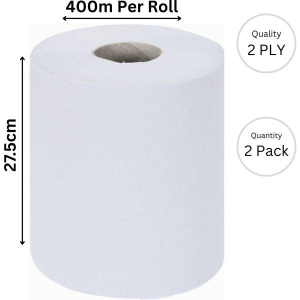 Industrial Wiper Rolls  2 Ply WHITE 400mx27.5cm  X 2 (0570 6142)