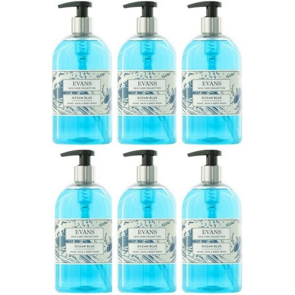 Evans Ocean BLUE Revitalising Hand, Hair and Body Wash 500ML X 6