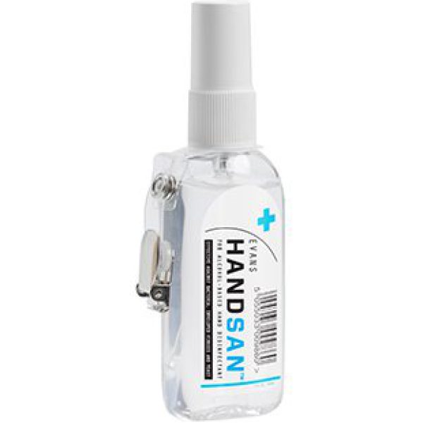 Evans Handsan Clip Bottle 70% Alcohol-Based Hand Disinfectant 75ML X 12