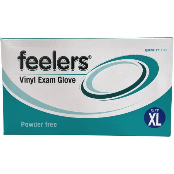 Feelers Vinyl Exam Gloves Powder Free Extra Large X 100