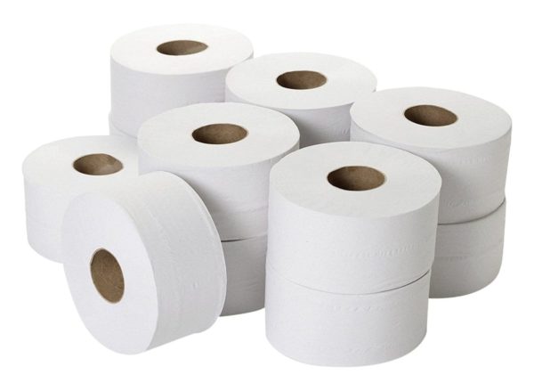 Mini Jumbo Toilet Rolls 2 ply WHITE 3'' 150m X 12 (0027)