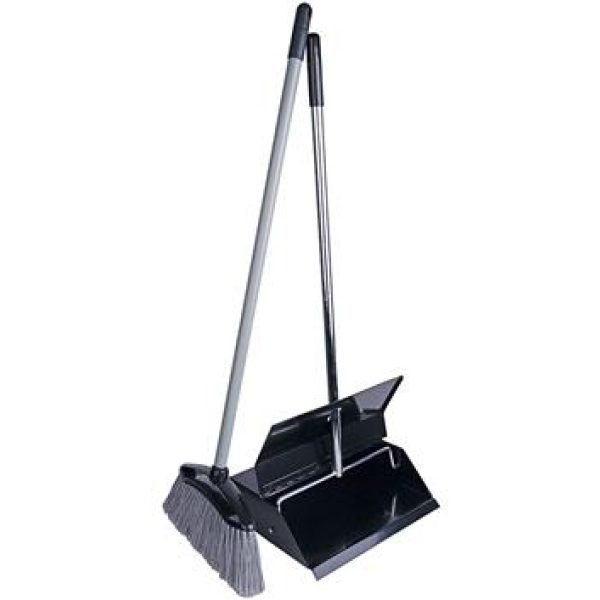 Lobby Dustpan & Brush Powder Coated BLACK 90x30x25cm