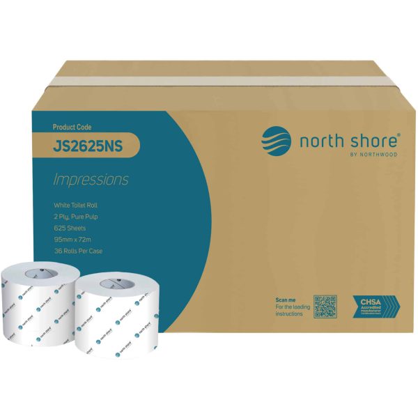 NorthShore Ecosoft Toilet Rolls 2 Ply WHITE 190x200mm X 36 (616) (JS2625NS)
