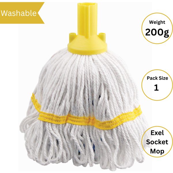 Exel Revolution Socket Mop YELLOW Washable 200g