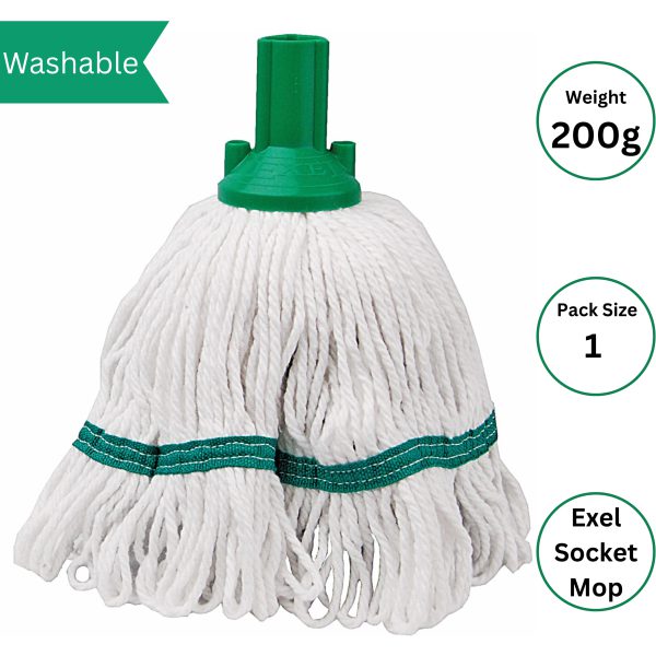 Exel Revolution Socket Mop GREEN Washable 200g