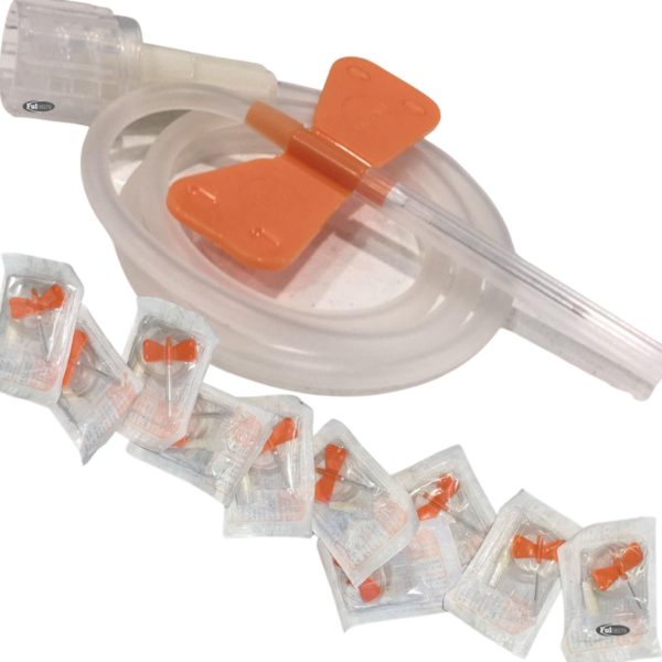 Butterfly Winged Needle Infusion Set 25G ORANGE with 100mm Tubing x 10