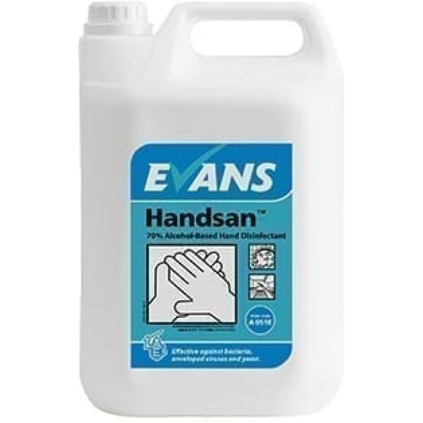 Evans Handsan 70% Alcohol Based Hand Disinfectant 5LTR