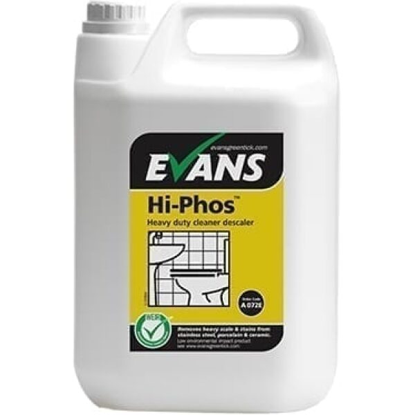 Evans Hi-Phos Heavy Duty Washroom And Toilet Cleaner And Descaler 5LTR