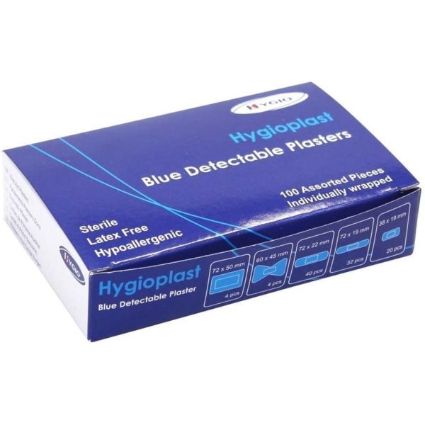 Washproof Detectable Plasters Assorted BLUE X 100