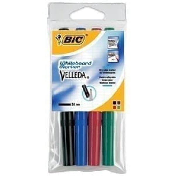 Bic Velleda Whiteboard Marker Assorted Colours X 4