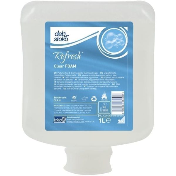 Deb Refresh Clear Foam Soap 1L x 6 DBCLR1L