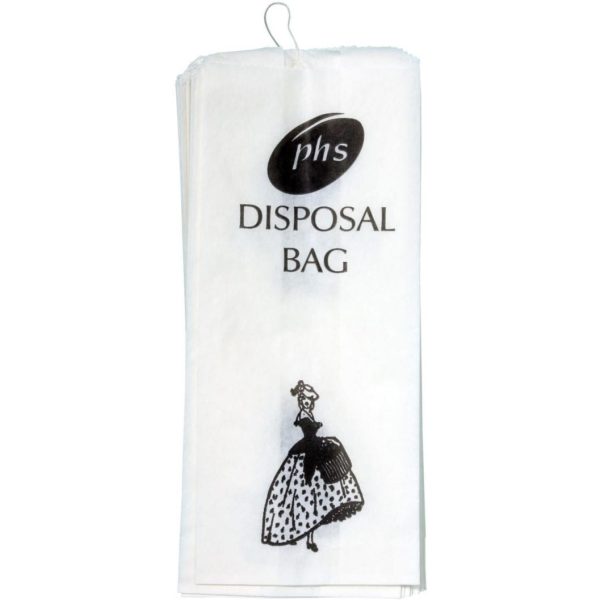 Crinoline Lady Sanitary Disposal Bags - Pack of 1000 WHITE 90x60x200MM