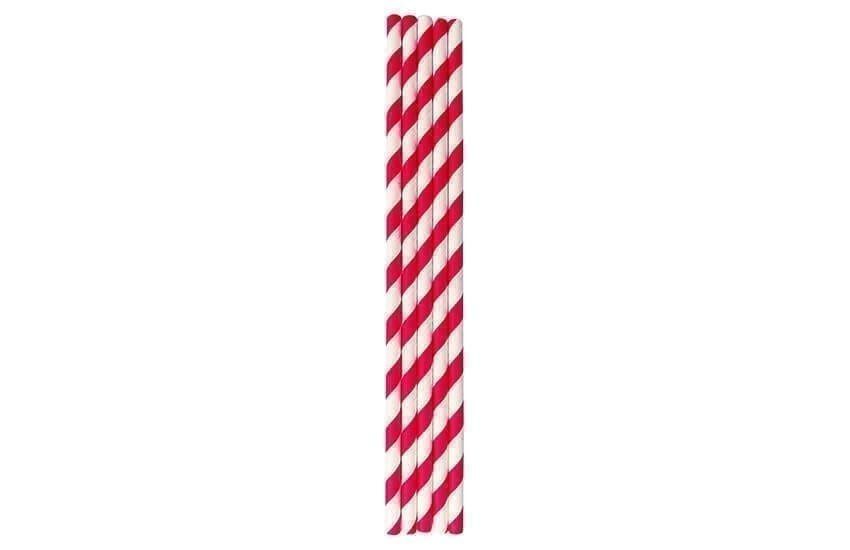 Paper Straws RED & WHITE 200x6MM x 250