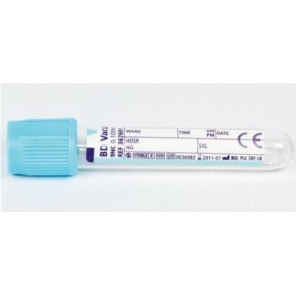 Vacutainer Blood Sample Tube Glass Light Blue 4.5ml 100