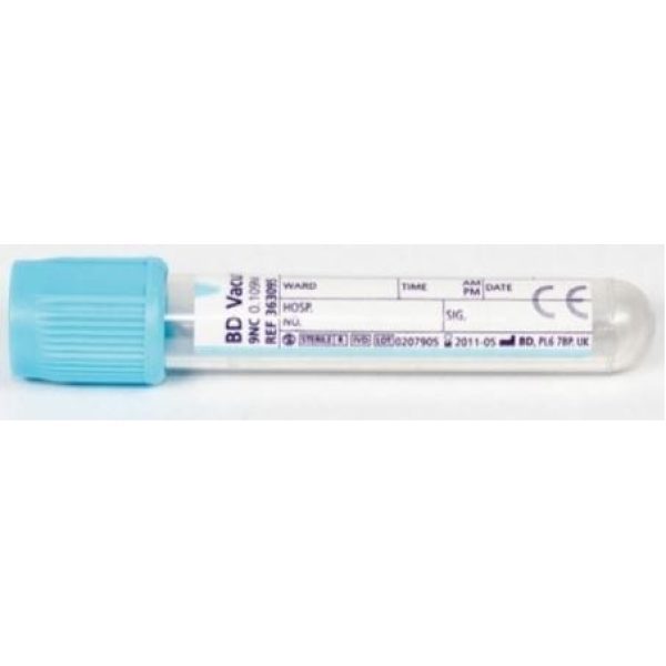 Vacutainer Blood Sample Tube Plastic Light Blue 2.7ml 1 X 100
