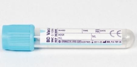 Vacutainer Blood Sample Tube Plastic Light Blue 2.7ml 1 X 100