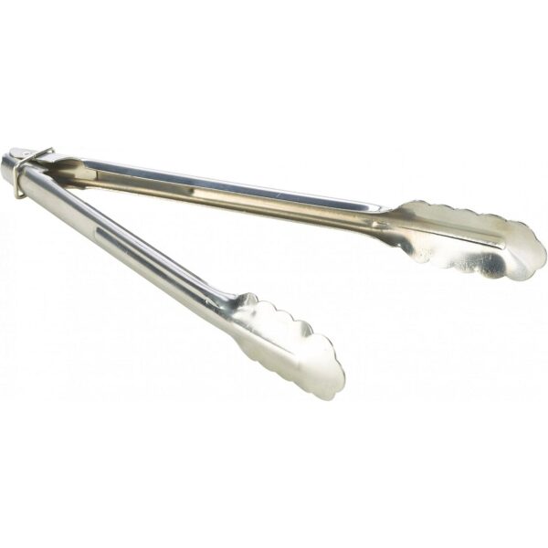 Genware NEV-HDT-12 Heavy Duty Stainless Steel All Purpose Tongs SILVER 12''