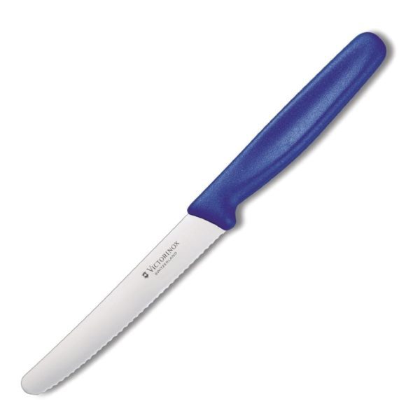 Kitchen Knife Steak and Vegetable Knife Razor Sharp Curved Tip Serrated Edge BLUE 4.5â€