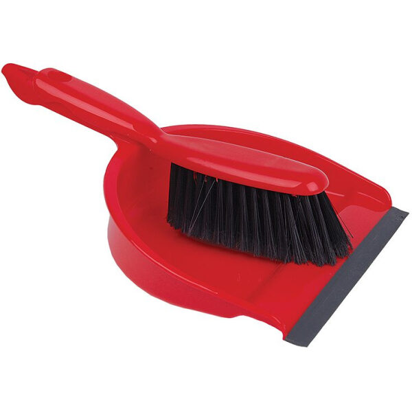 Professional Dustpan & Brush Set RED Plastic 22x32x10CM