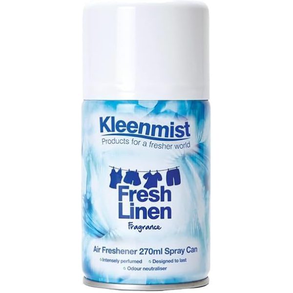 Kleenmist Aerosol Refill Fresh Linen Powder 270ML X 12