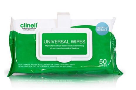 Inactive Clinell Universal Wipes Clip Pack 1x50