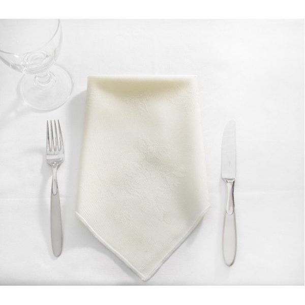 Table Cloth Rose Design Circular IVORY 68''
