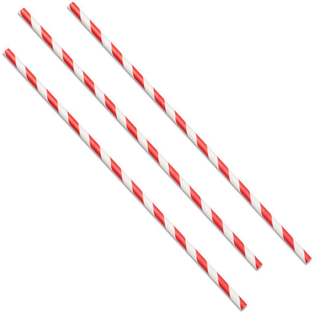 Smoothie Paper Straws Red Stripe X 200