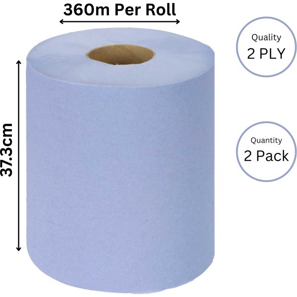 Industrial Wiper Roll 2 Ply BLUE  360mx37.3cm X 2 (416622)