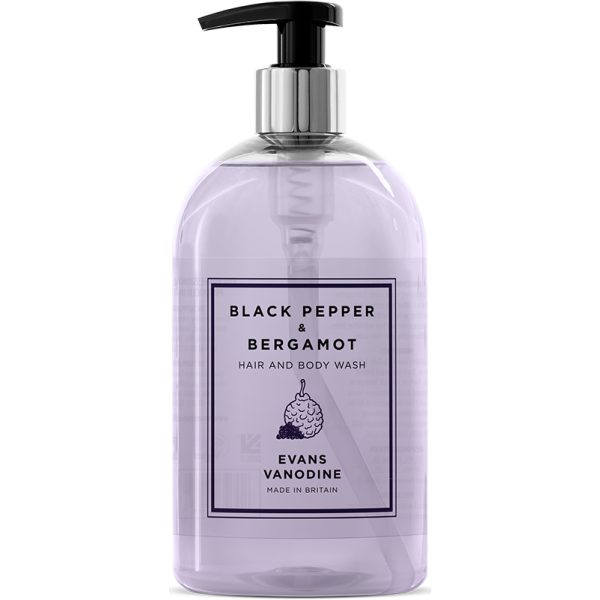 Evans Black Pepper & Bergamot Liquid Wash For Hair & Body 6 X 500ML