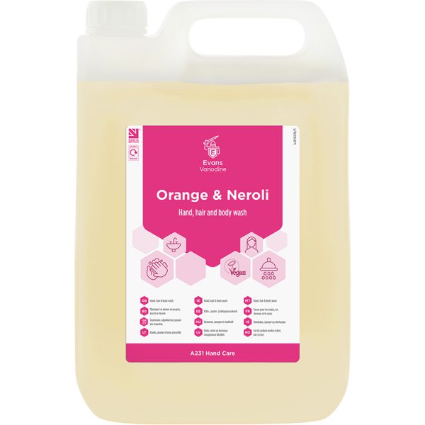 Evans Orange & Neroli Liquid Wash For Hand Hair And Body 5LTR