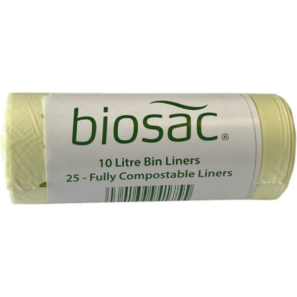 Biosac 10LTR Green Home Compostable Bag On A Roll 430x470mm X25