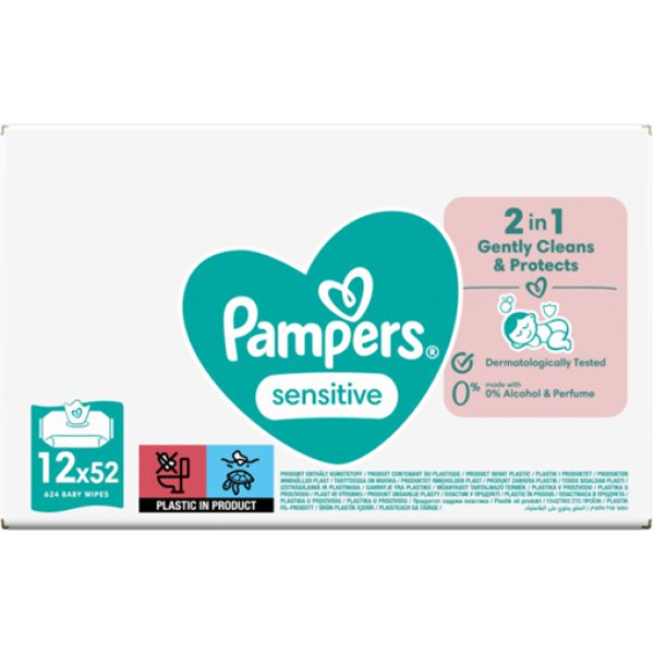 Pampers Baby Wipes Sensitive 52 X 12